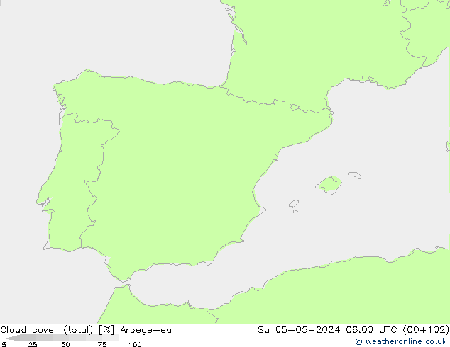 Nubi (totali) Arpege-eu dom 05.05.2024 06 UTC