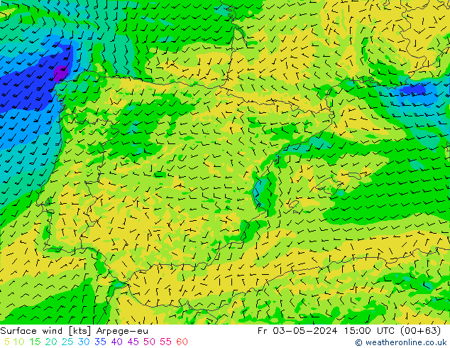 ветер 10 m Arpege-eu пт 03.05.2024 15 UTC