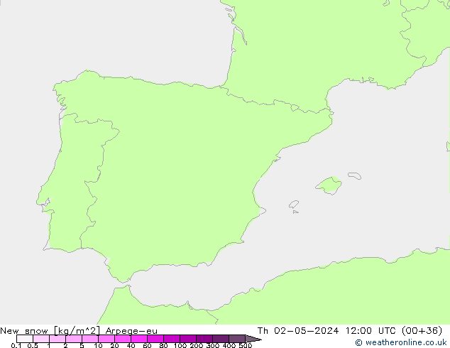 New snow Arpege-eu Th 02.05.2024 12 UTC