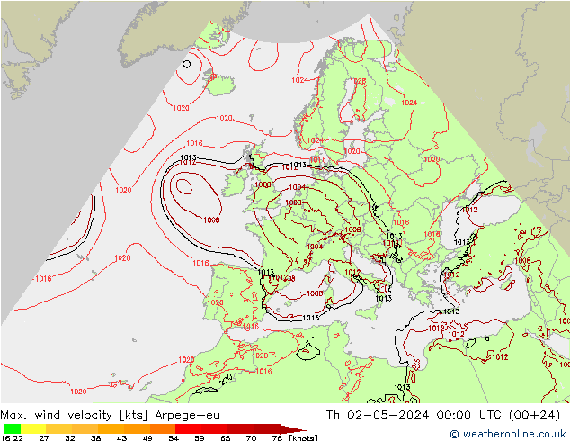 Maks. Rüzgar Hızı Arpege-eu Per 02.05.2024 00 UTC