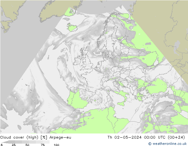 Nuages (élevé) Arpege-eu jeu 02.05.2024 00 UTC