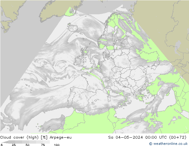 Cloud cover (high) Arpege-eu Sa 04.05.2024 00 UTC