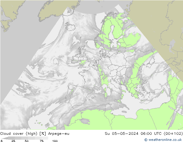 Bewolking (Hoog) Arpege-eu zo 05.05.2024 06 UTC