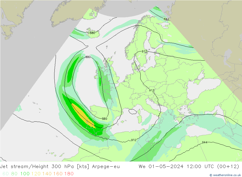 Corrente a getto Arpege-eu mer 01.05.2024 12 UTC