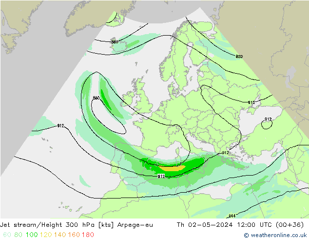 Jet stream Arpege-eu Qui 02.05.2024 12 UTC