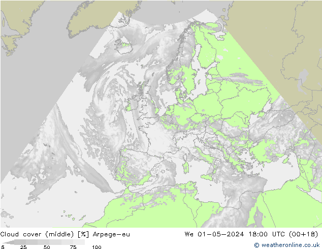 nuvens (médio) Arpege-eu Qua 01.05.2024 18 UTC