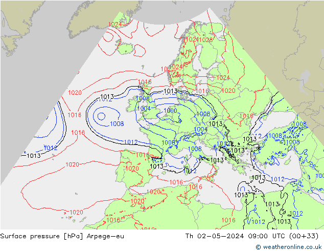 Yer basıncı Arpege-eu Per 02.05.2024 09 UTC