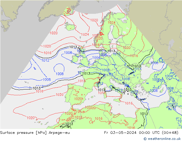 Yer basıncı Arpege-eu Cu 03.05.2024 00 UTC