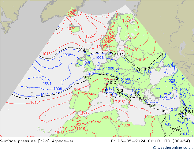 Surface pressure Arpege-eu Fr 03.05.2024 06 UTC