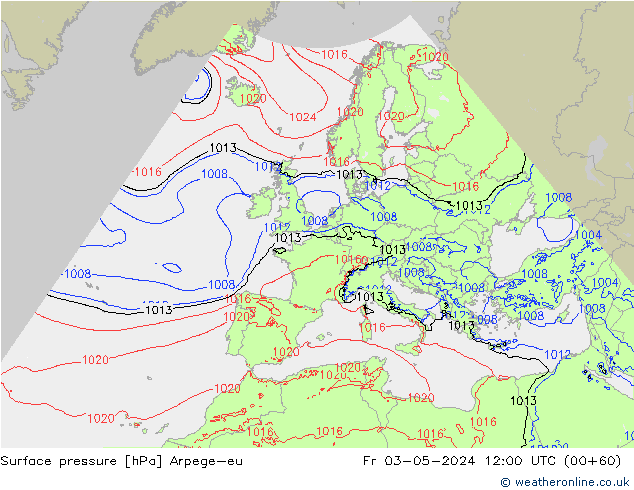 приземное давление Arpege-eu пт 03.05.2024 12 UTC