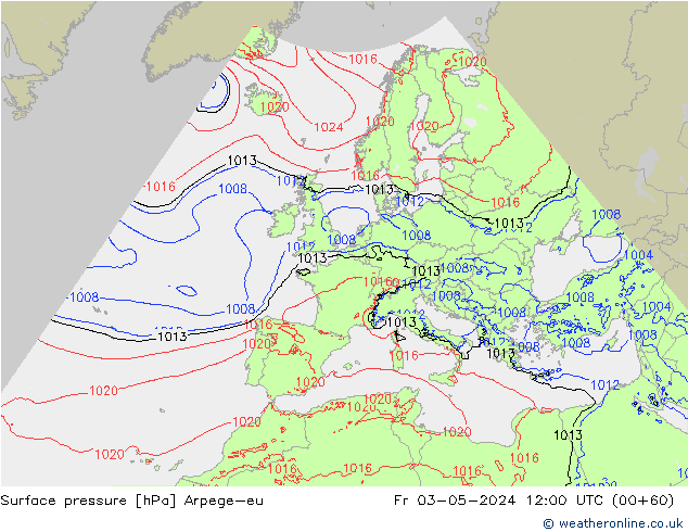 Surface pressure Arpege-eu Fr 03.05.2024 12 UTC