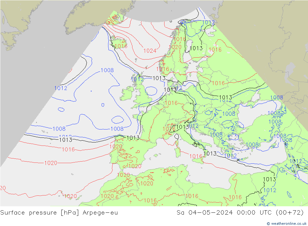 Surface pressure Arpege-eu Sa 04.05.2024 00 UTC