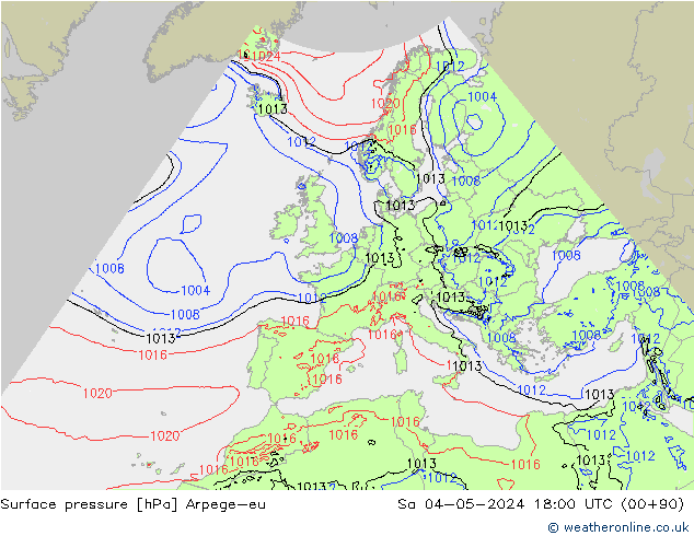 Surface pressure Arpege-eu Sa 04.05.2024 18 UTC