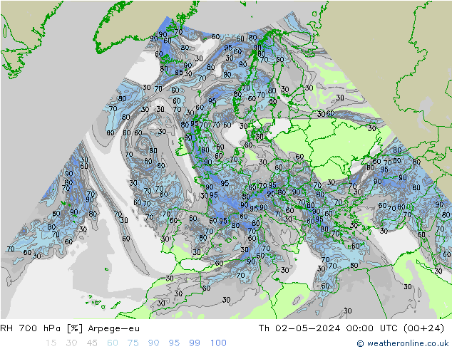 700 hPa Nispi Nem Arpege-eu Per 02.05.2024 00 UTC