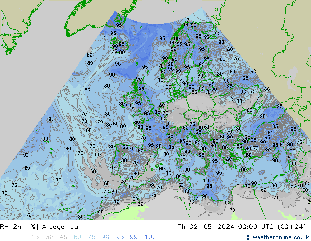 RH 2m Arpege-eu чт 02.05.2024 00 UTC