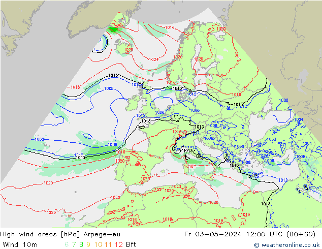 High wind areas Arpege-eu Fr 03.05.2024 12 UTC