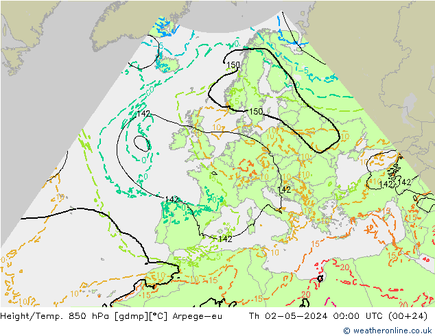Height/Temp. 850 hPa Arpege-eu  02.05.2024 00 UTC