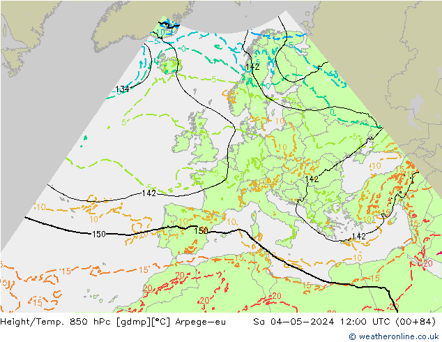 Height/Temp. 850 hPa Arpege-eu Sa 04.05.2024 12 UTC