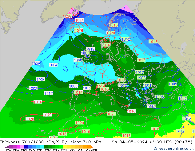 Thck 700-1000 hPa Arpege-eu Sa 04.05.2024 06 UTC