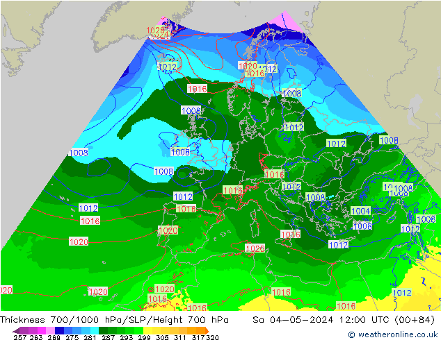 Dikte700-1000 hPa Arpege-eu za 04.05.2024 12 UTC