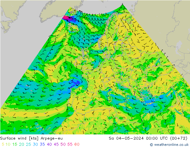 Surface wind Arpege-eu Sa 04.05.2024 00 UTC