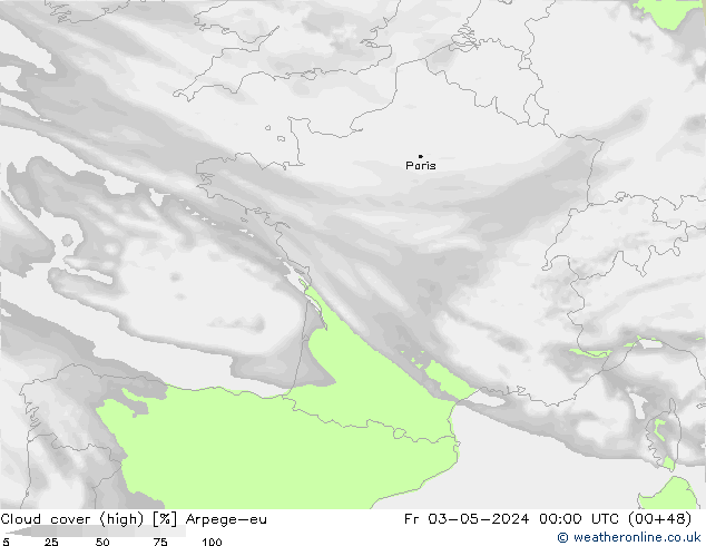 Wolken (hohe) Arpege-eu Fr 03.05.2024 00 UTC