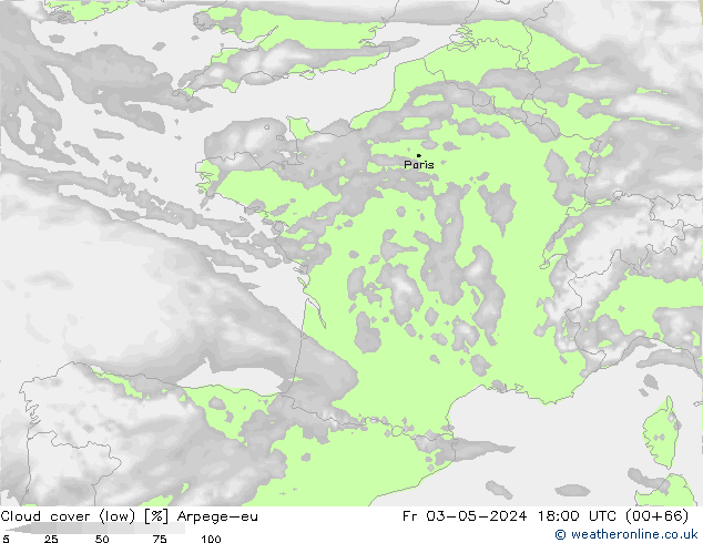 Nubi basse Arpege-eu ven 03.05.2024 18 UTC