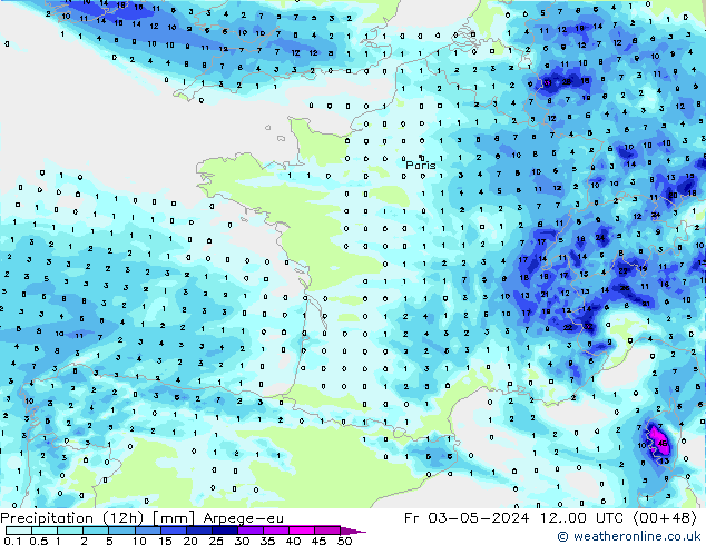 Precipitation (12h) Arpege-eu Fr 03.05.2024 00 UTC