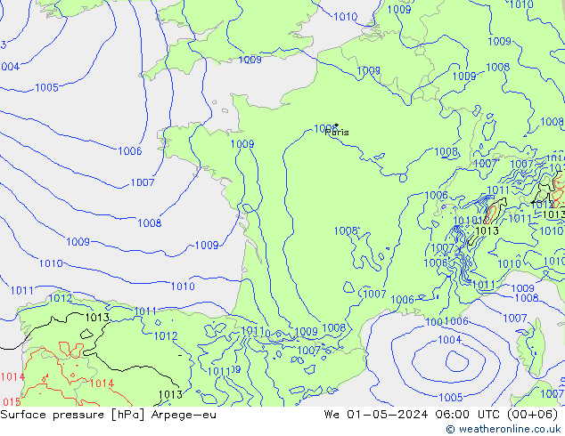 Atmosférický tlak Arpege-eu St 01.05.2024 06 UTC