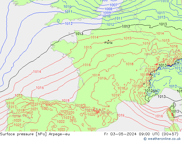 Luchtdruk (Grond) Arpege-eu vr 03.05.2024 09 UTC