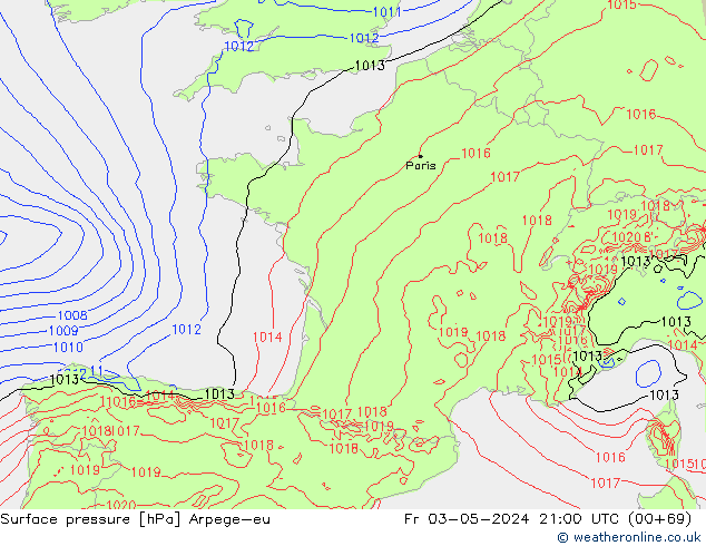 Yer basıncı Arpege-eu Cu 03.05.2024 21 UTC