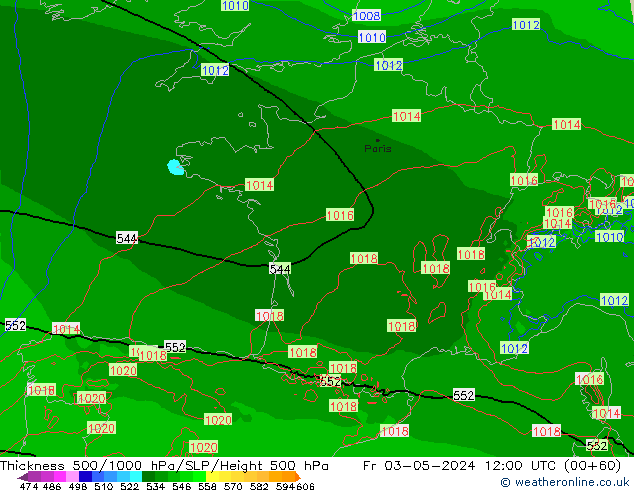 500-1000 hPa Kalınlığı Arpege-eu Cu 03.05.2024 12 UTC