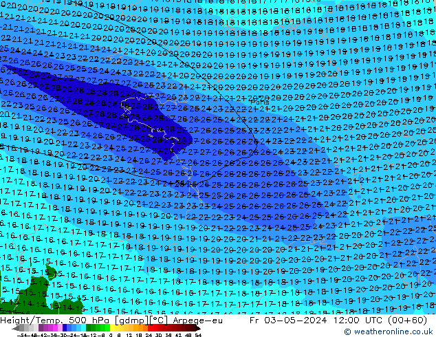 Height/Temp. 500 hPa Arpege-eu Fr 03.05.2024 12 UTC