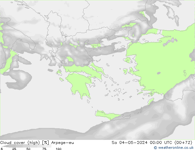 zachmurzenie (wysokie) Arpege-eu so. 04.05.2024 00 UTC