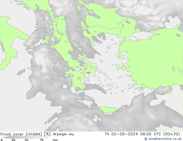 nuvens (médio) Arpege-eu Qui 02.05.2024 06 UTC