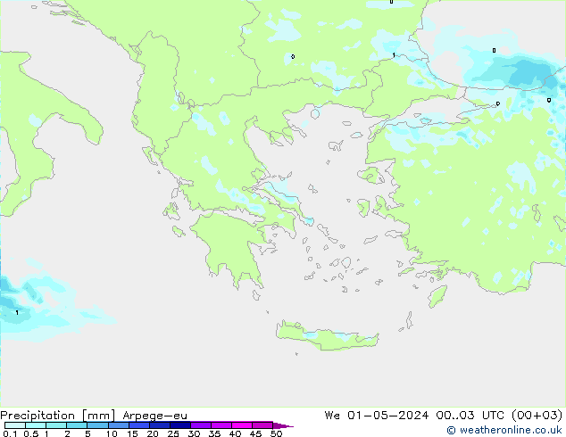 Precipitación Arpege-eu mié 01.05.2024 03 UTC