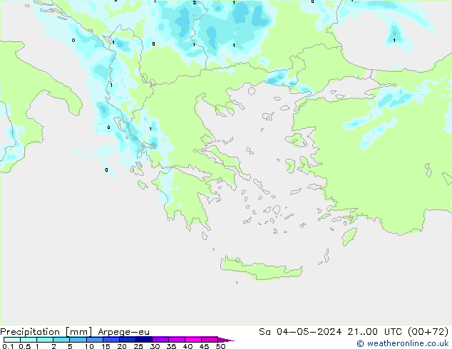 precipitação Arpege-eu Sáb 04.05.2024 00 UTC