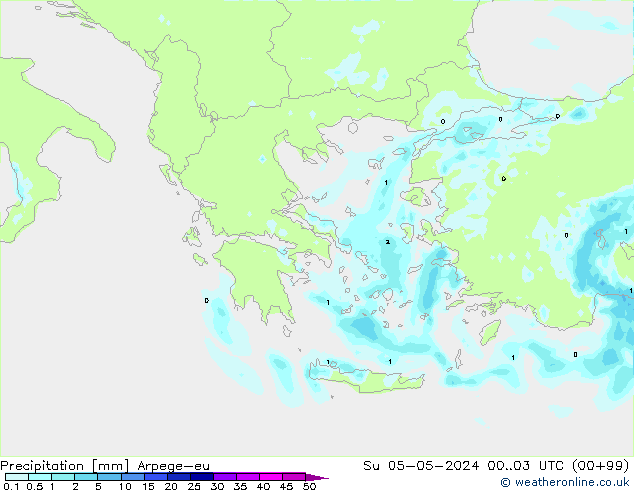 Niederschlag Arpege-eu So 05.05.2024 03 UTC