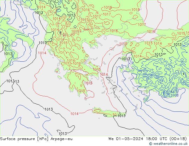 Surface pressure Arpege-eu We 01.05.2024 18 UTC