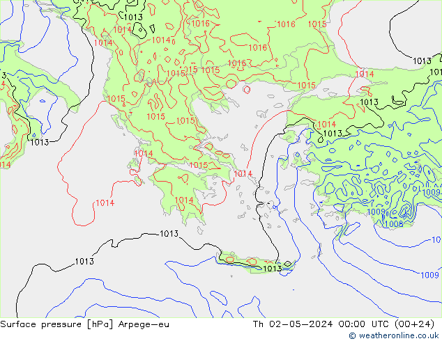 pressão do solo Arpege-eu Qui 02.05.2024 00 UTC