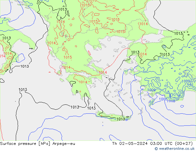 приземное давление Arpege-eu чт 02.05.2024 03 UTC