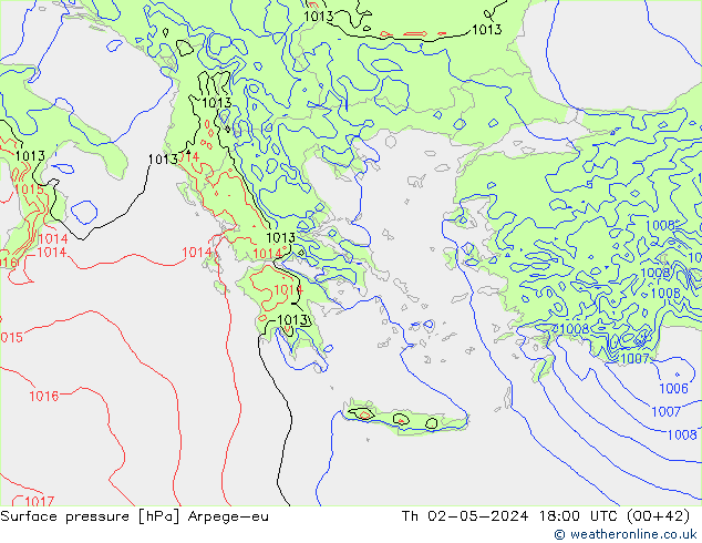 приземное давление Arpege-eu чт 02.05.2024 18 UTC