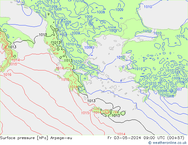 Luchtdruk (Grond) Arpege-eu vr 03.05.2024 09 UTC