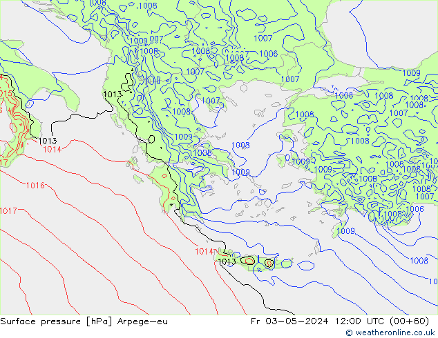 приземное давление Arpege-eu пт 03.05.2024 12 UTC