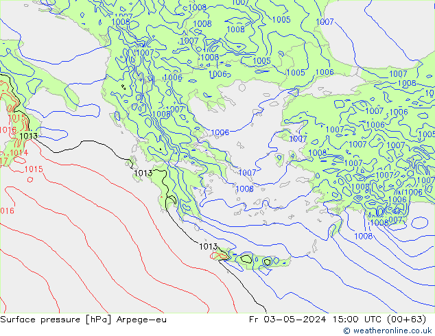 Surface pressure Arpege-eu Fr 03.05.2024 15 UTC