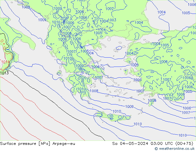 Pressione al suolo Arpege-eu sab 04.05.2024 03 UTC