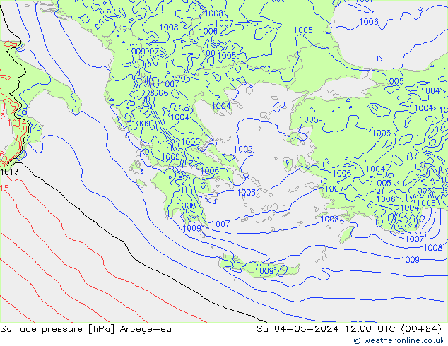 Bodendruck Arpege-eu Sa 04.05.2024 12 UTC