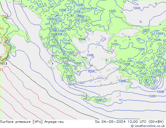 Surface pressure Arpege-eu Sa 04.05.2024 12 UTC