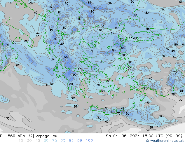 RH 850 hPa Arpege-eu  04.05.2024 18 UTC