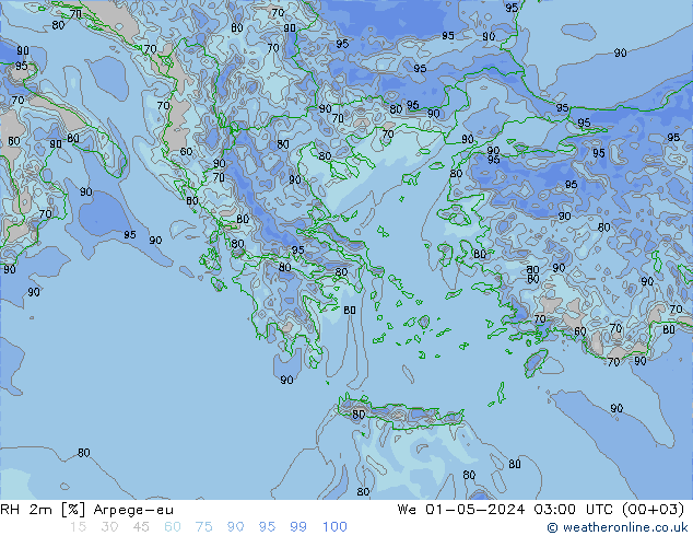 RH 2m Arpege-eu We 01.05.2024 03 UTC